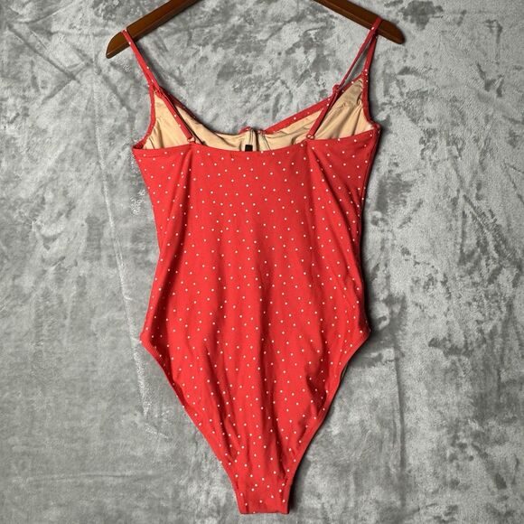 J. Crew Red polka dot one piece swimsuit size 12 Classic Summer Beach - Picture 2 of 7